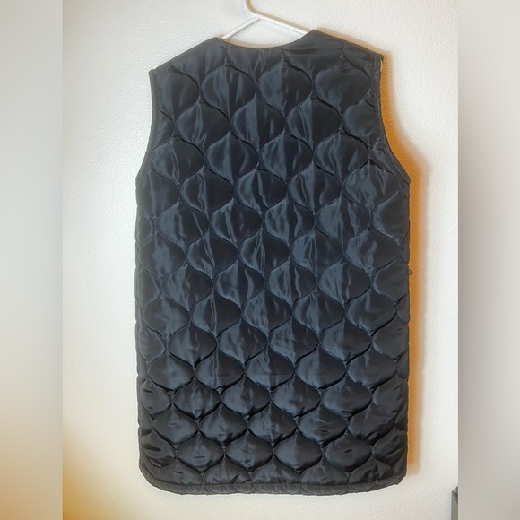 Hand Embroidered with Wool Thread Cotton Puffer Longline Vest Size M - Picture 6 of 7